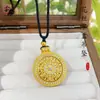 Colgante de Cobre Chapado en Oro Filigrana de Brújula con Diamantes, Diseño Hueco, Símbolo Ruyi Cuatro-en-Uno, Completo y Armonioso, Collar de Estilo Nacional Nuevo Estilo Chino