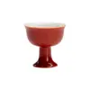 Mi Yan Rojo Coral Copa de Pie Alto Tipo Canción Taza de Té de Cerámica Doméstica Taza para Degustación de Té Taza Maestra Personal No Caliente