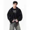 Sudadera con capucha de punto grueso estilo americano, talla grande para hombre, Otoño, Marca de tendencia, Holgada, Casual, Versátil, Ropa deportiva