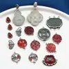 Plata de Ley Piedra Incrustada Zafiro Ágata Palabra Feliz Calabaza Flor Pequeña Calabaza Colgante Accesorios Retro Viejo Bricolaje Materiales Hechos a Mano