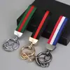 Llavero de Cinta de Nailon Tricolor de Venta Caliente Transfronteriza Llavero de Cuero Colgante Coche Coche Tira de Color Lanyard para Llaves