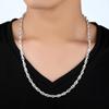 Cadena de ola de agua de plata de ley S990 collar de onda de agua de plata pura collar de cadena simple liso para mujer collar de plata para clavícula de mujer venta al por mayor