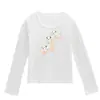 Camiseta de manga larga con cuello en U para mujer, nuevo estilo primavera y otoño, estampado de cachorro de dibujos animados, corte ajustado, favorecedora, top moderno