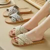 Pantuflas de Lino para Cuatro Estaciones para Uso en Casa, Venta al por Mayor, Anti-Olor, Antideslizantes de Interior, Transpirables para Mujer, Adecuadas para Uso en Exteriores, Pantuflas Silenciosas para el Hogar