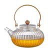Tetera de Vidrio de Borosilicato Alto Resistente al Calor para Hogar, Tetera de Vidrio con Diseño de Calabaza Frutal, Tetera de Vidrio con Diseño de Crisantemo Rayado, Tetera con Tapa de Aleta, Tetera de Flores