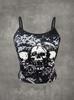 Nuevo Top Camisola Chaleco Básico Ajustado de Personalidad Oscura Estampado de Calavera Contraste de Color Europeo y Americano Transfronterizo Primavera Verano 2025