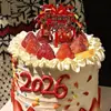 2026 Feliz Ano Novo Decoração de Bolo Fogos de Artifício Acrílico Véspera de Ano Novo Festival da Primavera Decoração de Mesa de Sobremesa Toppers Inserções
