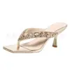 Juyuan Comercio Exterior Nuevo en Stock Moda Europea y Americana Slip-On Adornados con Diamantes Talla Grande Sandalias de Tacón Alto de Aguja para Mujer
