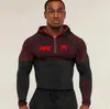 Camiseta con Capucha para Hombre de Fitness de Co-Marca UFC, Alta Elasticidad, Secado Rápido, Adelgazante, para Gimnasio, Entrenamiento de Levantamiento de Pesas y Carrera, Manga Larga