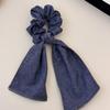 Mais fácil para combinar Laço Streamer de Jeans Grande Preguiçoso Elástico de Cabelo Elegante de Alta Qualidade Acessórios de Cabelo Bola para Mulheres