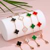 Pulsera de acero de titanio Yun acero no se decolora trébol de cuatro hojas cinco chapado en oro de 18 quilates moda clásico temperamento estilo coreano nicho lote