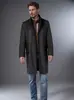2026 Masculino Outono e Inverno Transfronteiriço Casaco Longo de Lã de Lapela Única Patchwork Sobretudo de Lã Cor Sólida Estilo de Negócios de Comprimento Médio