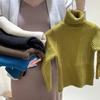 Estilo Coreano Meninos e Meninas Listra de Poço Macacão de Veludo Espessado Gola Alta Suéter Camisa Base Infantil Cor Sólida Tricô Peça de Cima Versátil
