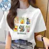 Camiseta Blanca Casual de Manga Corta con Estampado de Winnie the Pooh Estilo Extranjero Ins Cuello Redondo Versátil Ropa para Pareja Unisex