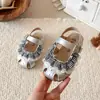 Zapatos de Cuero Calados para Niñas 2026 Nuevas Sandalias de Exterior Verano Zapatos de Princesa con Lazo Color Sólido Zapatos de Bebé
