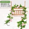Decoración de arco de boda de ratán de rosa de simulación, paisajismo comercial con enredaderas que cubren la pared, flores artificiales al por mayor