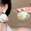 Nuevos Pendientes de Malla de Paja Hechos a Mano para Mujer, Colgantes de Oreja con Bloques de Color, Lujo Ligero, Diseño de Nicho de Alta Gama, Accesorios Elegantes