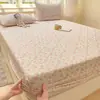 2025 Nueva Moda Estampado Cama Sábanas de Cama Juego de Tres Piezas Algodón Lavado Agradable a la Piel Colcha Funda de Almohada Cama de Dormitorio Estudiantil Individual Sábanas de Cama
