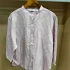 Estilo Japonés 2026 Primavera/Verano Nuevo Lino Mezcla Cuello Alto Manga Tres Cuartos Camisa Blusa de Botones Solos Top para Mujer 483873
