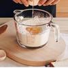 Taza de leche, taza de vidrio resistente al calor para el hogar con escala y asa, para calentar en microondas, taza medidora para hornear el desayuno de los niños
