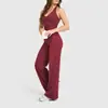 Nuevo Conjunto de Dos Piezas para Fitness, Yoga y Pilates 2025, Estilo Transfronterizo, Top Deportivo tipo halter con escote en V y Pantalones de Pierna Recta