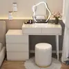 Tocador Estilo Crema Gabinete de Almacenamiento Minimalista Moderno Mesita de Noche Mesa de Maquillaje Escritorio Integrado Tocador Extensible Nuevo