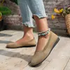 Estación Independiente Primavera 2025 Exportación Talla Grande Calzado Plano Europeo y Americano Tejido de Malla Redondo de Punta Redonda con Boca Baja, Moda para Exterior y Zapatos Versátiles