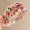 Diadema de Encaje Bordada con Flores Estilo Nuevo con un Toque de Lujo, Diadema de Tela Simple Floral Estilo Étnico Pasador Accesorio para el Cabello
