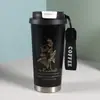 Taza térmica muy elegante para viajes y uso en la oficina, revestimiento interior de acero inoxidable 316, opción de doble bebida, con correa de asa, personalizable, taza de café al por mayor