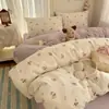 Juego de Ropa de Cama de Gasa de Doble Capa Clase A para Niños de Cuatro Piezas Modelo Nuevo 2025 Funda de Edredón Individual para Dormitorio Estudiantil Juego de Tres Piezas 3