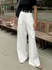 Calça Branca de Estilo Europeu e Americano para o Dia a Dia Cruzada Moda Feminina Versátil Cintura Alta Calça Casual Solta Simples