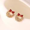 Pendientes de circonita con lazo estilo coreano para mujer, elegantes, sencillos, de Corea del Sur, con un rojo súper llamativo, accesorios de moda para las orejas.
