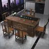 Nuevo juego de mesa de té y sillas de madera maciza estilo chino para balcón de apartamento pequeño, juego para sala de estar de té kung fu para el hogar, mesa de té integrada para preparar té