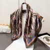 Elegante Bufanda Cuadrada Estampada de Seda Sintética con Patrón de Anacardo, Chal, Pañuelo para el Cuello, Corbata de Cuello de Alta Gama, Pañuelo Cuadrado Pequeño, Pañuelo para la Cabeza, Bufanda de Seda, Bufanda para Mujer