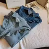 Nueva Camisa de Mezclilla Dulce con Volantes Estilo Coreano de Primavera para Mujer, Top Holgado Adelgazante de Manga Larga, Camisa Base Trbottomy
