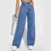 2026 Novo Amazon Aliexpress Transfronteiriço Europeu e Americano Jeans Feminino Cintura Alta Solto Perna Reta Tendência Item Quente