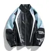 Chaqueta de Motocicleta de Cuero PU Elegante con Bloques de Color para Primavera y Otoño 2024 Cruz Roja Suministro de Comercio Transfronterizo Dropshipping