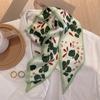 Pañuelo pequeño de seda multifuncional blanco, estilo verde fresco, para mujer, nuevo, largo, con lazo para el pelo, decorativo, pequeño.