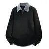 Suéter retro de cuello polo estilo Old Money para hombre, engrosado para otoño e invierno, suéter de punto de corte holgado, estilo nuevo