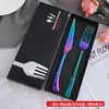Creativo Titanio Plateado Portátil Vajilla Hotel Regalo Vajilla Juego Cuatro Piezas Cuchillo y Tenedor para Steak