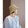 Sombrero de Pescador Simple de Punto de Color Mixto Retro Japonés para Mujer, Sombrero de Cubo de Verano, Moderno, Adelgazante de Rostro, Sombrero Liso para Cubrir el Rostro