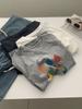 Camiseta Feminina de Algodão Floco de Neve Leve e Respirável com Estampa Estéreo de Frutas Infantil Redutora de Idade, Manga Curta, Gola Redonda, Solta, Estilo Coreano, Verão