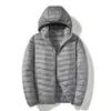 Chaqueta de Plumón Ligera Talla Grande de Invierno Unisex Cuello Alto Cómoda Cálida Plumón de Pato Blanco Color Sólido Ropa Exterior con Capucha