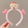 Fofa Tiara de Pelúcia com Orelhas de Urso e Laço para Mulheres Outono e Inverno Desenho Animado para Lavar o Rosto e Aplicar Máscara Facial Acessórios de Cabelo Tiara
