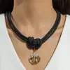 Joyería de Estilo Europeo y Americano, Diseño Único de Nudo con Elementos de Hoja, Estrella de Mar y Concha, Collar Exagerado, Collar Sencillo con Colgante de Cordón