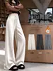 Calça de Moletom Cinza Reta para Mulheres, Novidade Primavera 2026 Cintura Alta Caimento Solto Casual Perna Larga para Figuras Baixas