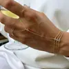 Cadena de Dedo Redonda con Pedrería Transfronteriza, Cadena de Mano Simple Entre Dedos, Joyería de Mano Apilada de Tres Capas, Estilo de Lujo Ligero para Mujeres
