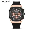 Nuevo Reloj MEGIR para Hombre Multifuncional Cronógrafo Calendario Cuadrado Moda Deporte para Hombres 2215
