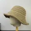 Novo Chapéu Bucket de Malha Canelada Minimalista de Aba Larga Outono/Inverno para Mulheres, Chapéu Bucket de Malha Modelador Quente Afina o Rosto Outono/Inverno
