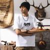 Camiseta de Peso Pesado de Hilo Doble de 32 Hilos Retro Americana para Hombre de Verano de Manga Corta a la Moda con Estampado de Letras Top de Media Manga para Hombre Gris Oscuro